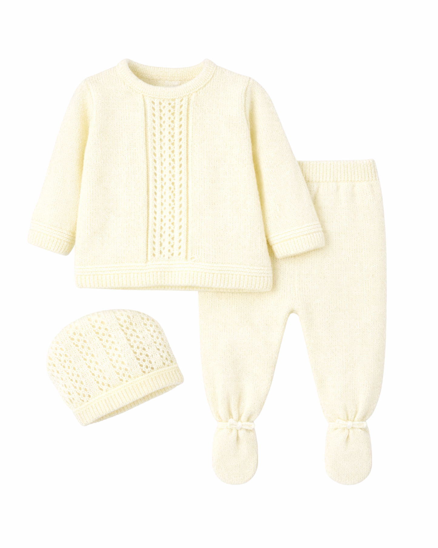 Completino in filo di cotone 3 pezzi con cappellino