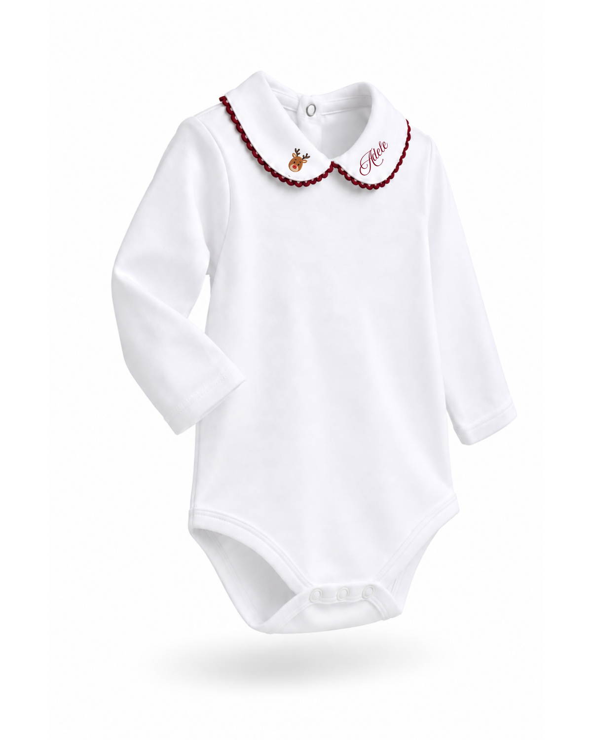 Body colletto ricamabile bordeaux manica lunga