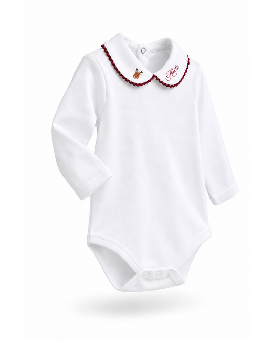 Body colletto ricamabile bordeaux manica lunga