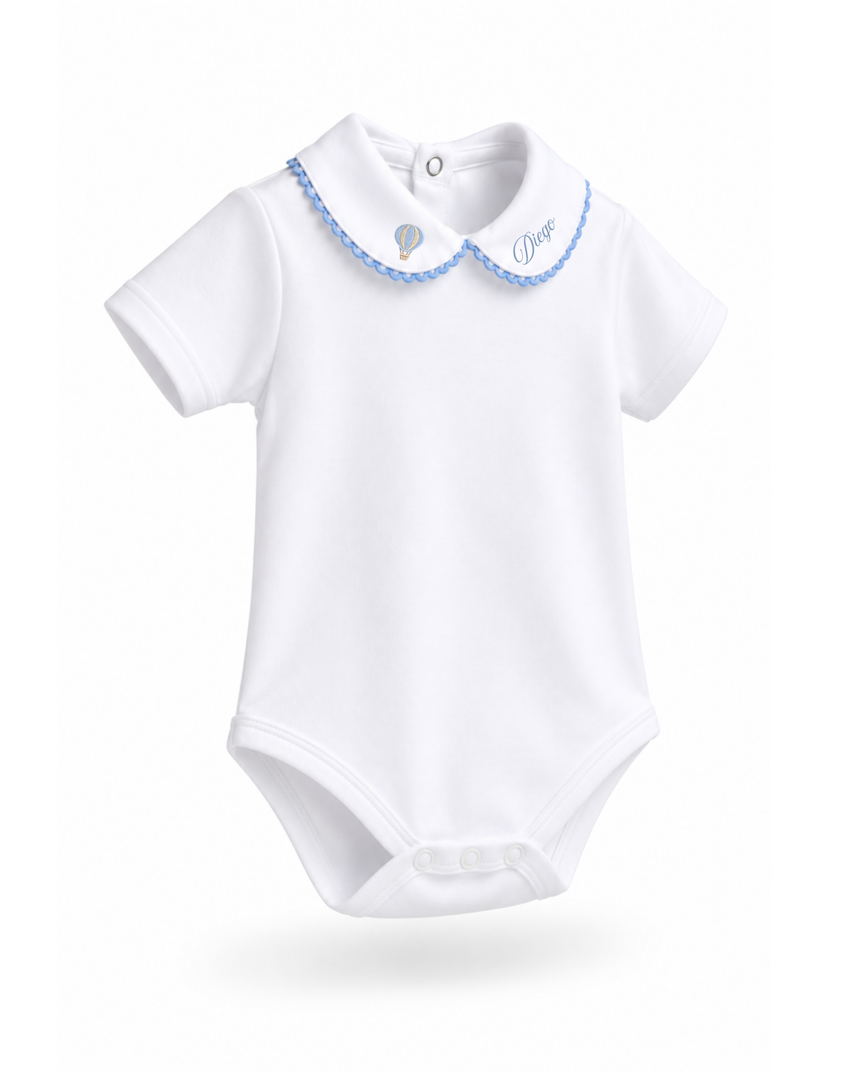 Body colletto ricamabile mezza manica azzurro