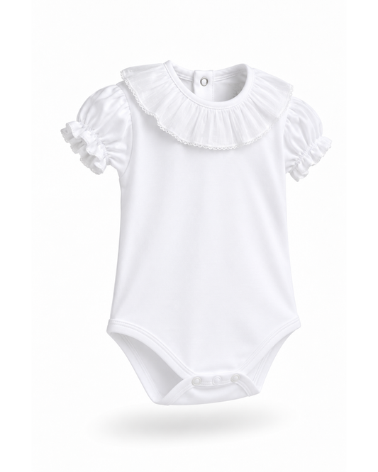 Body colletto volant in puro cotone