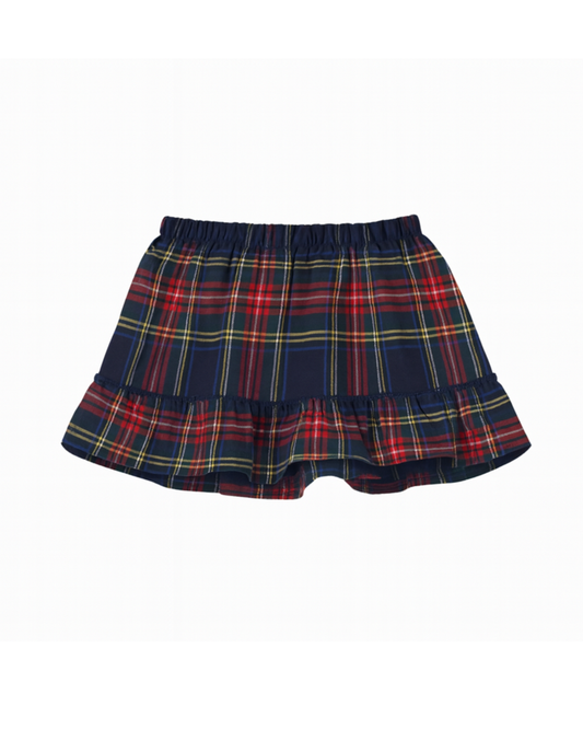 gonnellina volant tartan blu rosso