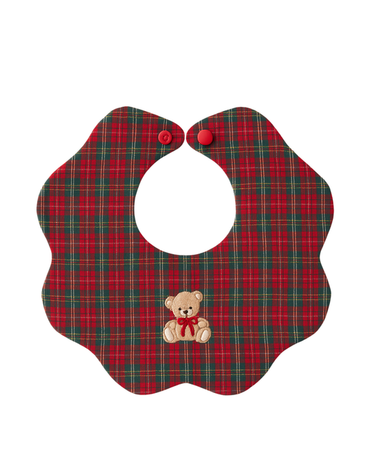 Bavaglino tartan teddy rosso