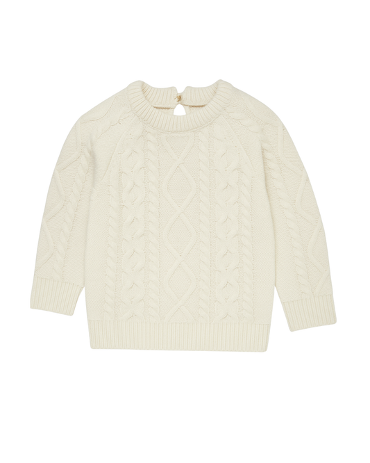 Maglione treccia panna