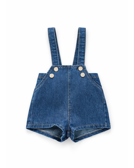 Pantaloncino denim salopette