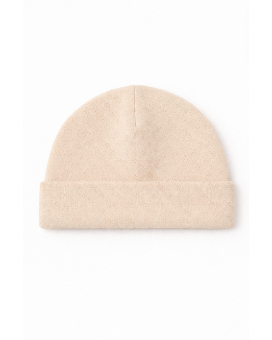 Cappellino in jersey pointoille beige 100% cotone