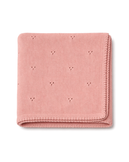 Copertina traforata in maglia pointoille 100%cotone rosa