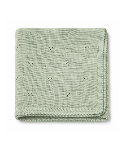 Copertina traforata in maglia pointoille 100%cotone verde
