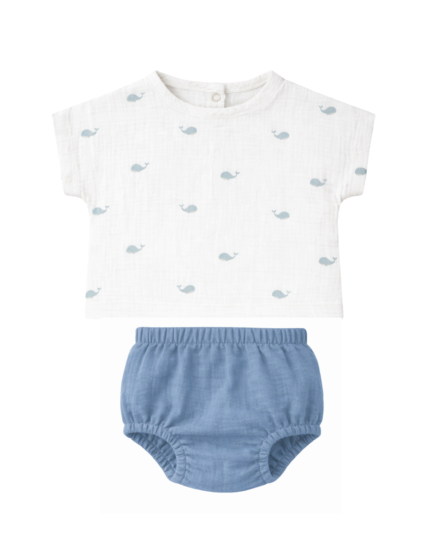 Completino t shirt mussola e culotte "little whale"