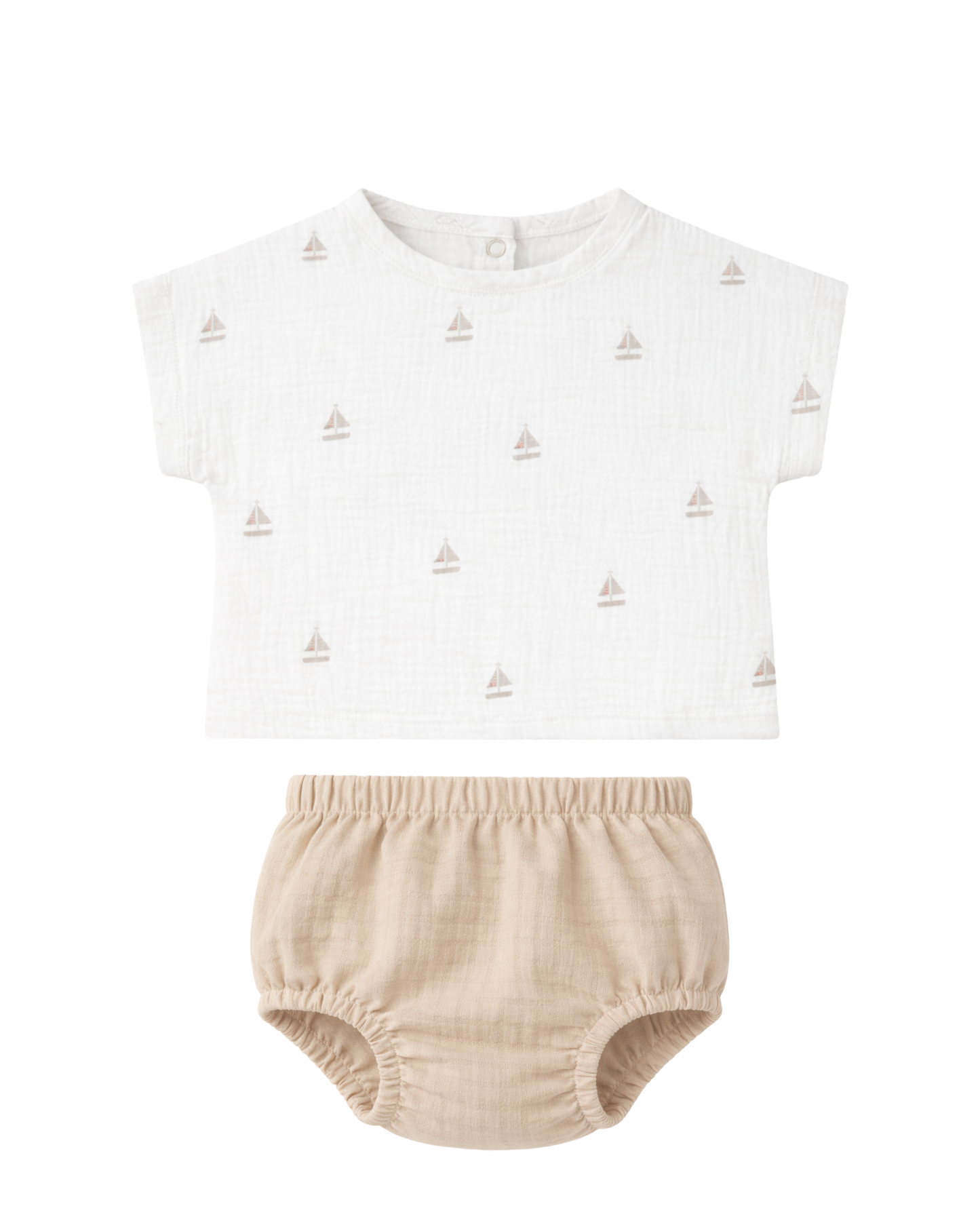 Completino t shirt mussola e culotte "little boat"