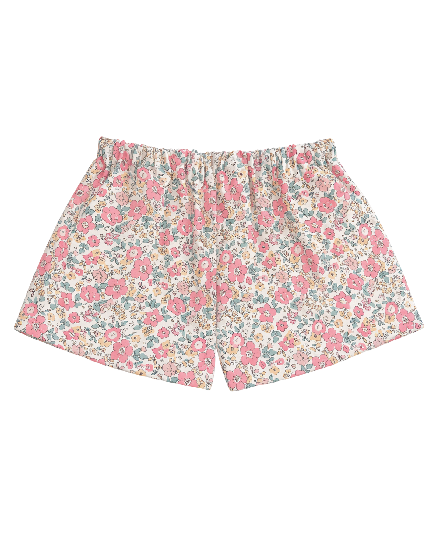 Pantaloncini fiori rosa puro cotone
