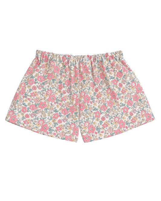 Pantaloncini fiori rosa puro cotone