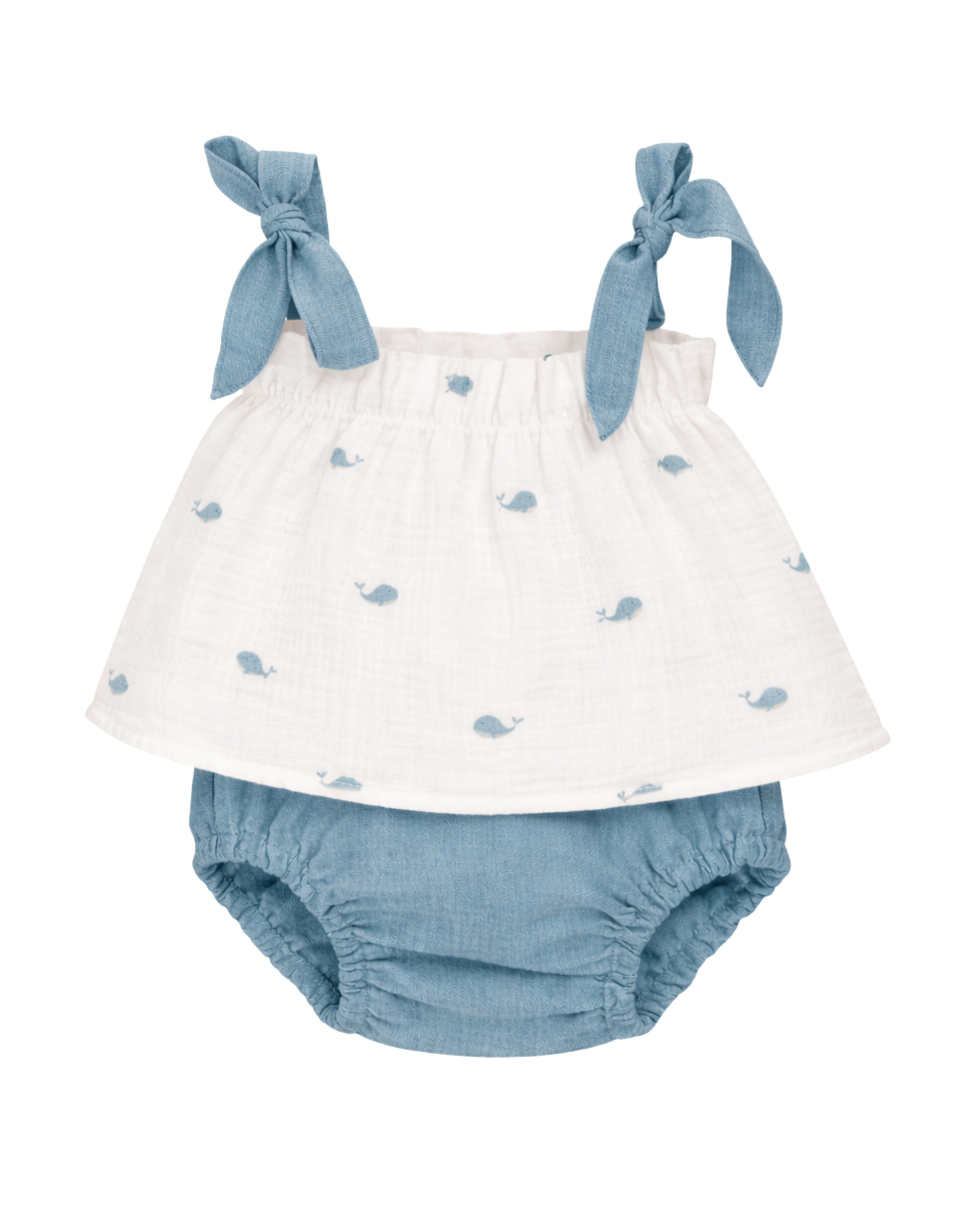 Completino top mussola e culotte "little whale"