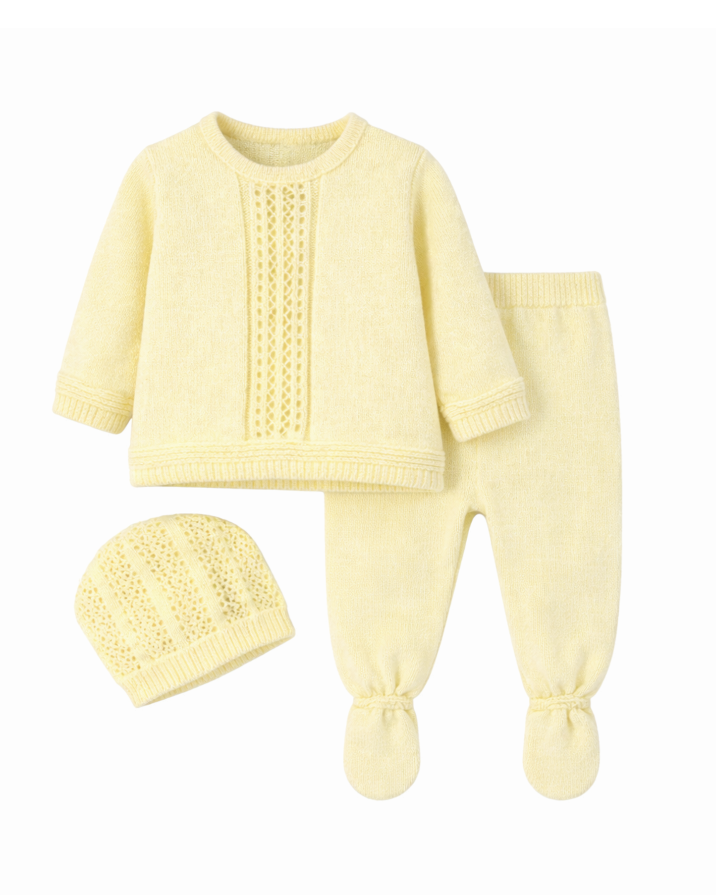 Completino in filo di cotone 3 pezzi con cappellino