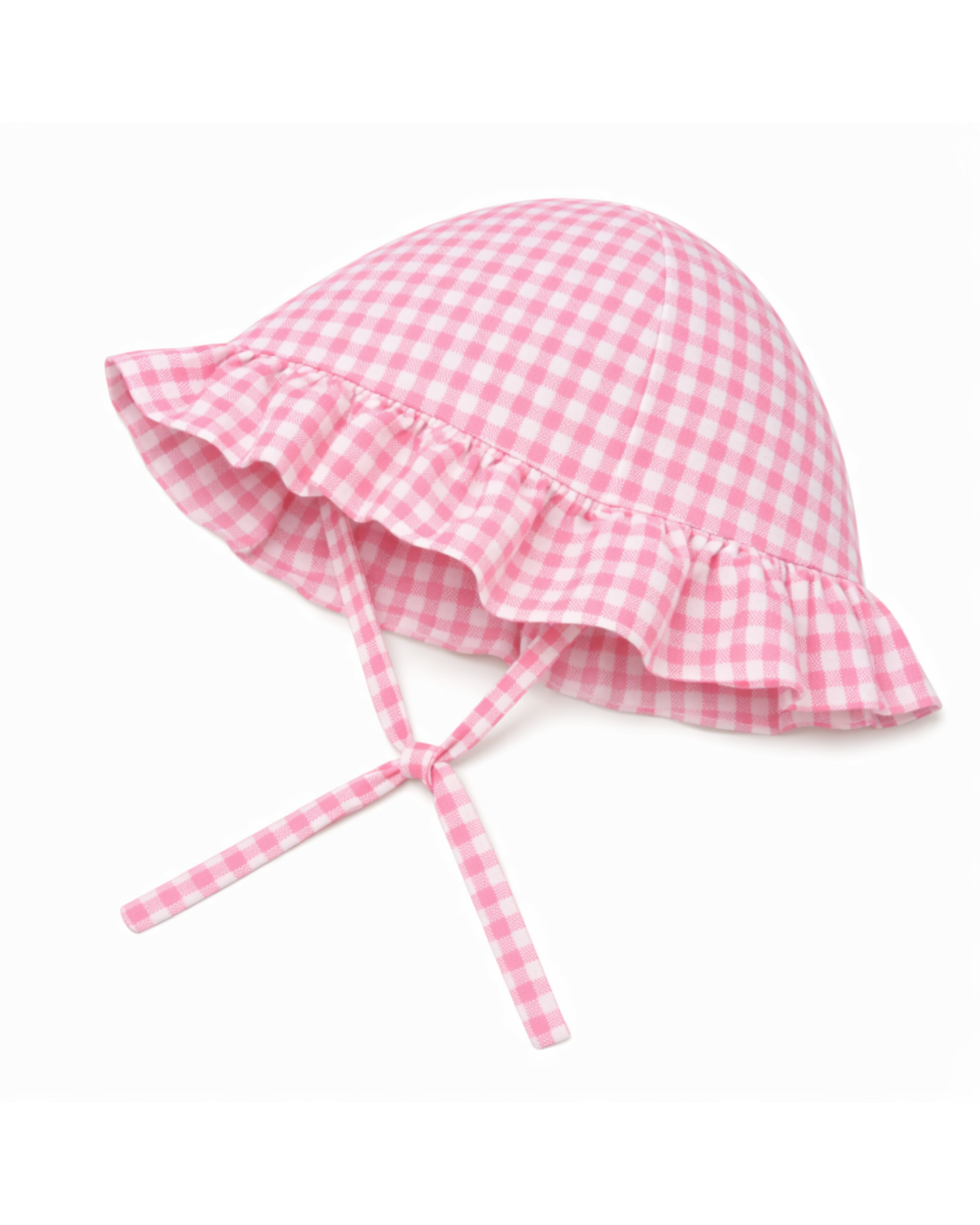 Cappellino volant con laccetti in cotone vichy