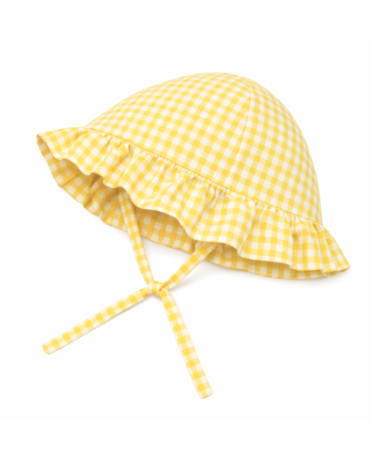 Cappellino volant con laccetti in cotone vichy