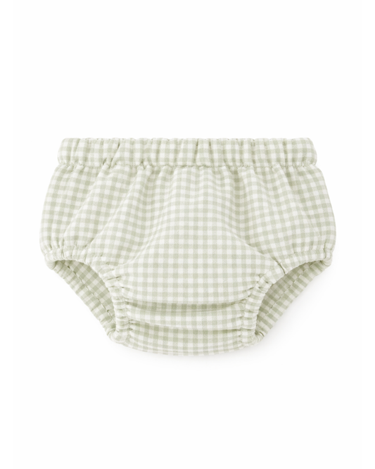 Culotte vichy puro cotone verde salvia