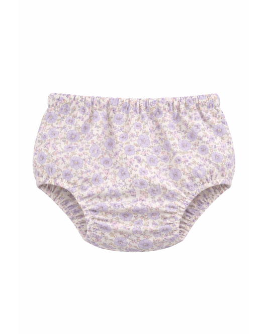 Culotte vichy puro cotone fiori lilla