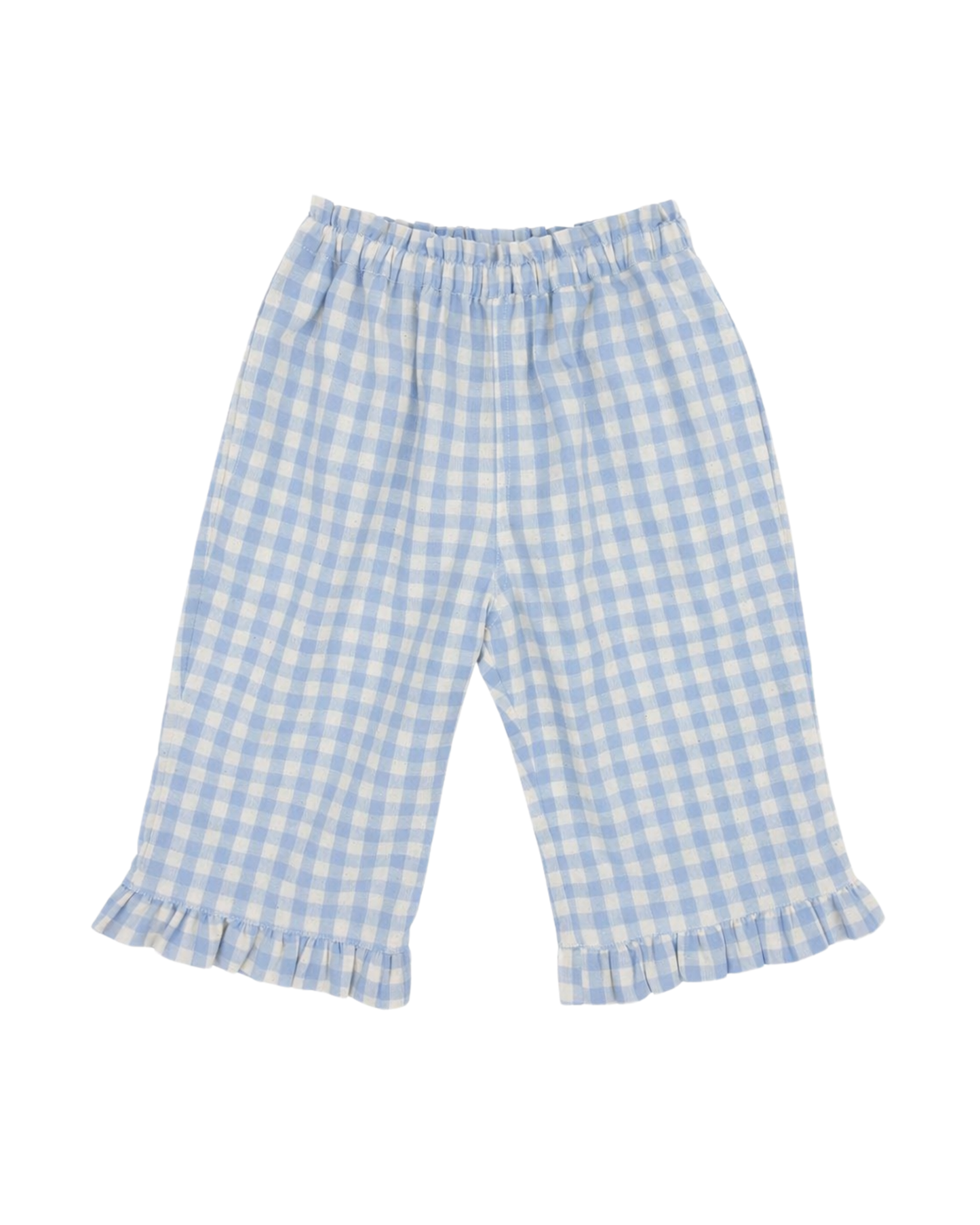 Pantaloni con volant in vichy per bimba