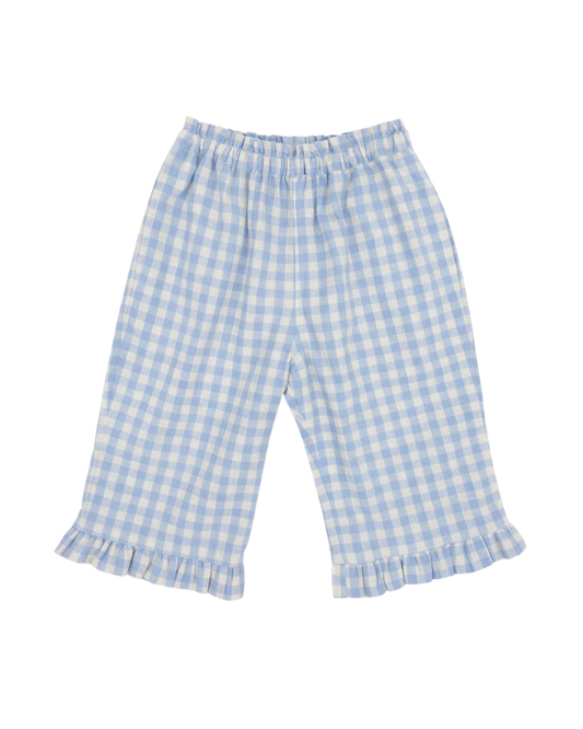 Pantaloni con volant in vichy per bimba