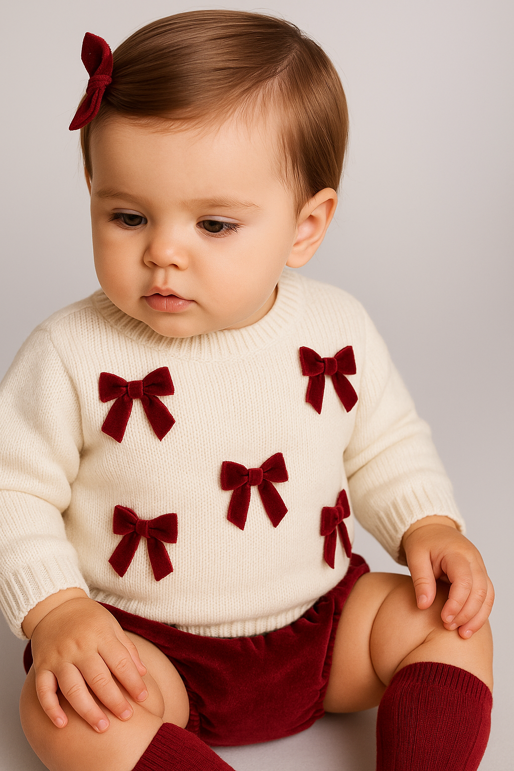 Maglioncino fiocchetti bordeaux